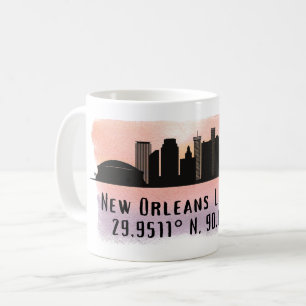 New Orleans City Skyline Latitude en Lengtegraad Koffiemok