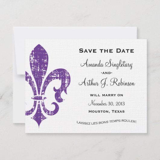 New Orleans | Datum opslaan | Paars Save The Date (Voorkant)