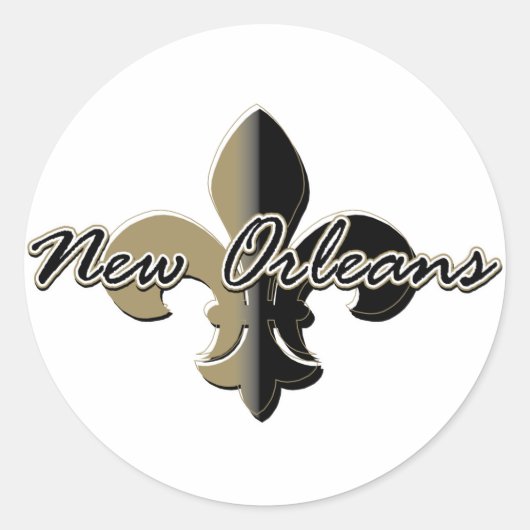 New Orleans Fleur de lis bk/gd Ronde Sticker (Voorkant)