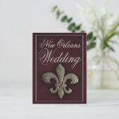 New Orleans fleur-de-lis bruiloft Briefkaart (Staand voorkant)