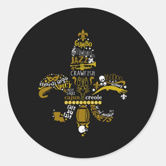New Orleans Fleur-de-lis Southern Life Men Women Ronde Sticker (Voorkant)