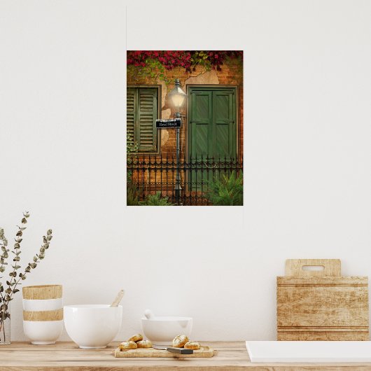 New Orleans French Quarter Brick & Stucco Poster (Keuken)