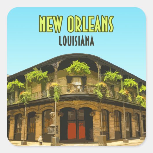New Orleans French Quarter Louisiana Vierkante Sticker (Voorkant)