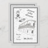 New Orleans French Quarter Save the Date Kaarten (Voorkant / Achterkant)