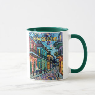 New Orleans French Quarter Van Gogh stijl vintage Mok