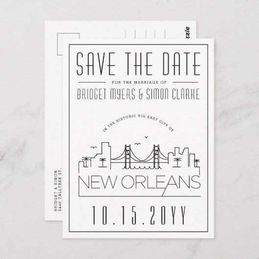 New Orleans | Gestileerde skyline De datum opslaan Briefkaart (Voorkant / Achterkant)
