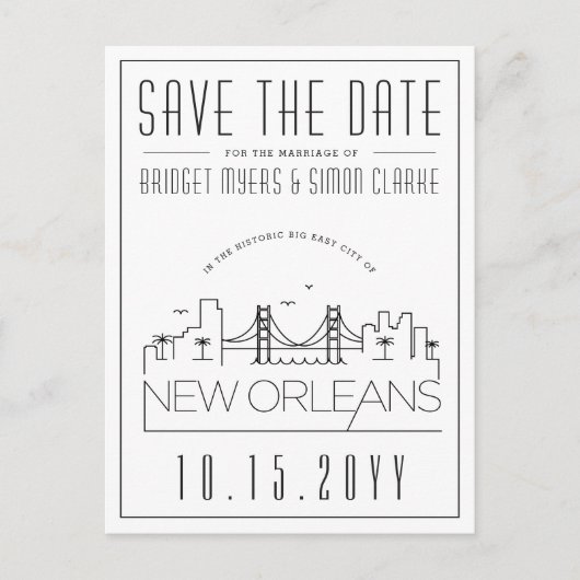New Orleans | Gestileerde skyline De datum opslaan Briefkaart (Voorkant)
