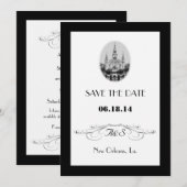 New Orleans Jackson Square Save the Date Kaarten (Voorkant / Achterkant)
