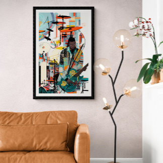 New Orleans  Jazz Club Guitar Player Poster