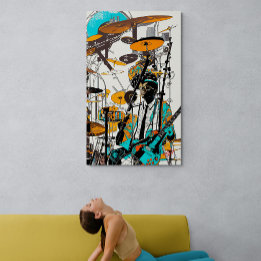 New Orleans Jazz Man Abstracte Kunst Canvas Afdruk
