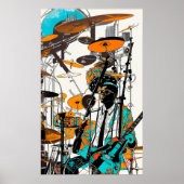 New Orleans Jazz Man Abstracte Kunst Poster (Voorkant)