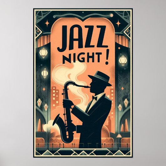New Orleans Jazz Night -  kunst Poster (Voorkant)