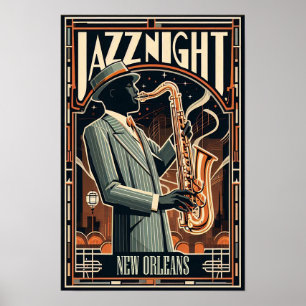New Orleans Jazz Night -  kunst Poster