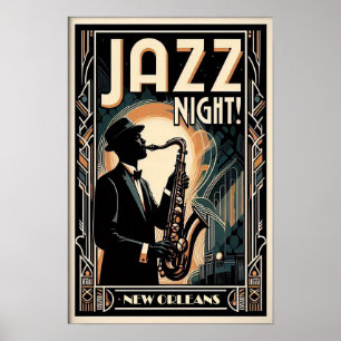 New Orleans Jazz Night -  kunst Poster