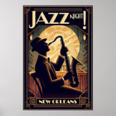 New Orleans Jazz Night -  kunst Poster (Voorkant)
