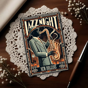 New Orleans Jazz Night – Vintage Art Briefkaart
