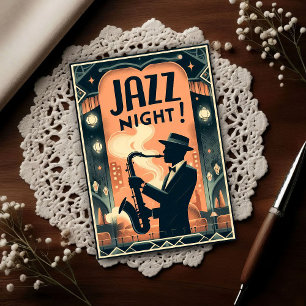 New Orleans Jazz Night – Vintage Kunst Briefkaart