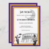 New Orleans Jazz Save the Date (violet & or) (Devant / Derrière)