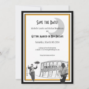 New Orleans Jazz Save the Date (zwart en goud)