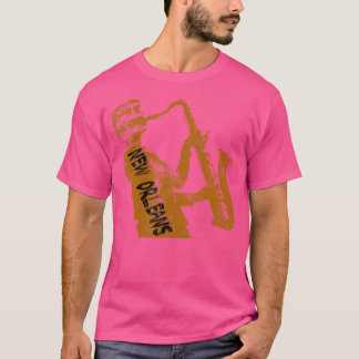 New Orleans Jazz saxofonist Black Text T-shirt