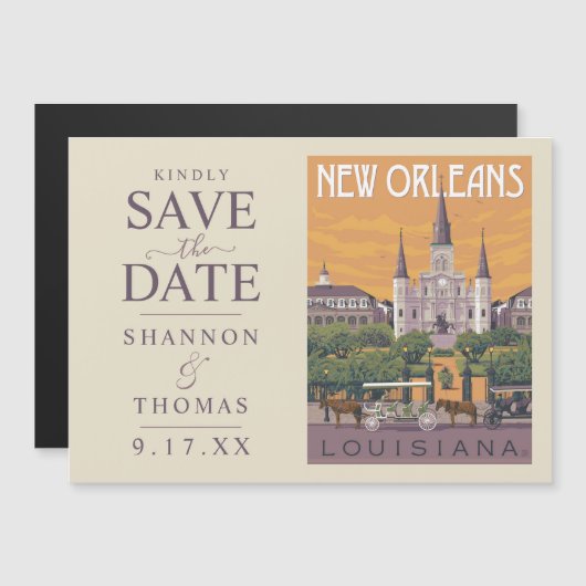 New Orleans, LA | De datum opslaan Magnetische Uitnodiging (Voorkant / Achterkant)