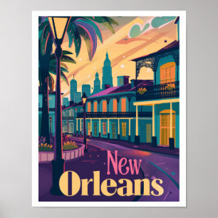 New Orleans LA French Quarter Vintage reizen Poster
