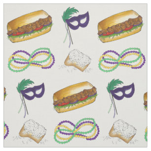 New Orleans LA NOLA Mardi Gras Beads Food Masker Stof