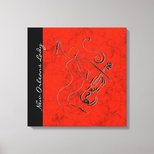 New Orleans Lady - Violin on Wrapped Canvas - Red (Voorkant)