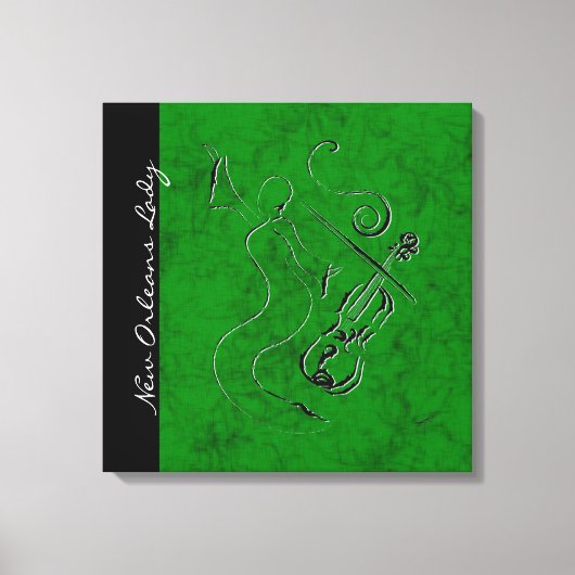New Orleans Lady - Violin Wrapped Canvas - groen (Voorkant)