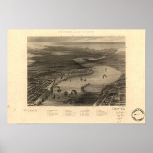 New Orleans Louisiana 1863 Panorama Poster