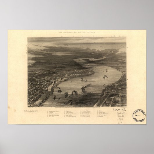 New Orleans Louisiana 1863 Panorama Poster (Voorkant)