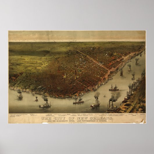 New Orleans Louisiana 1885 Panoramic Map Poster (Voorkant)