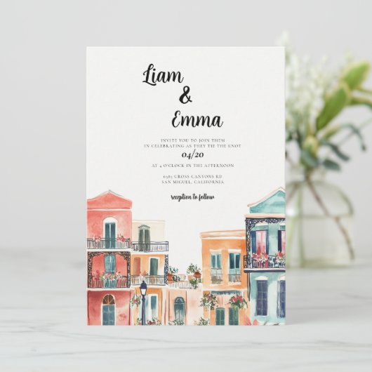 New Orleans Louisiana bruiloft uitnodiging (Staand voorkant)