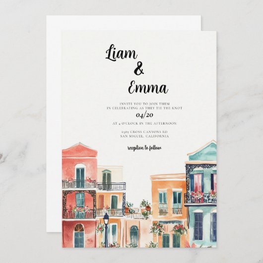 New Orleans Louisiana bruiloft uitnodiging (Voorkant / Achterkant)