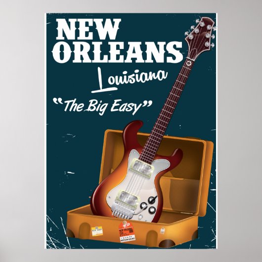 New Orleans Louisiana Electric Guitar poster (Devant)