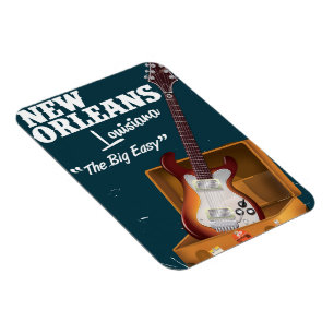 New Orleans Louisiana Elektrische Gitaar poster Magneet