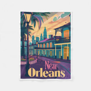 New Orleans Louisiana Franse wijk bij zonsondergan Fleece Deken