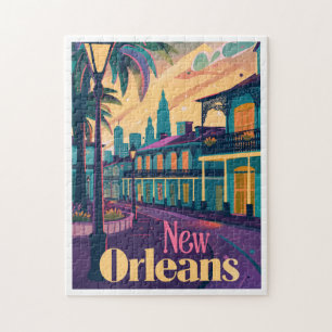 New Orleans Louisiana Franse wijk bij zonsondergan Legpuzzel