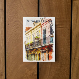 New Orleans Louisiana French Quarter Aquarel Briefkaart