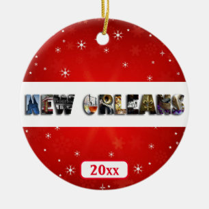 New Orleans Louisiana French Quarter Kerstmis Keramisch Ornament