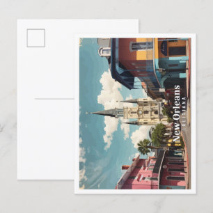 New Orleans Louisiana Pop Art Travel Illustratie Briefkaart