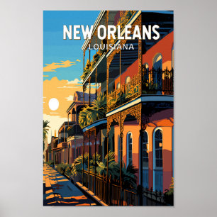 New Orleans Louisiana Reizen Kunst Vintage Poster
