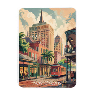 New Orleans Louisiana Schilderij Vintage Travel Magneet