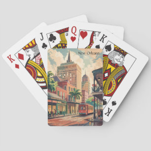 New Orleans Louisiana Schilderij Vintage Travel Pokerkaarten