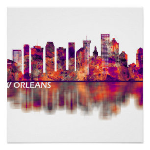 New Orleans Louisiana Skyline Perfect Poster