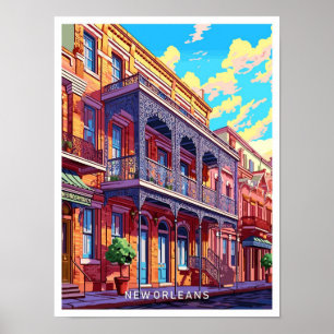 New Orleans Louisiana Travel Illustratie Poster