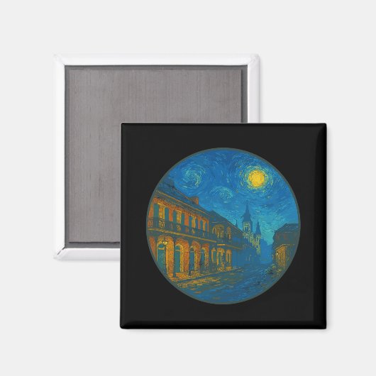 New Orleans Louisiana - Van Gogh Starry Night Styl Magneet (Voorkant / Achterkant)
