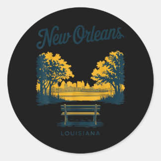 New Orleans Louisiana Vintage Reis Scenisch Uitzic Ronde Sticker
