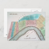 New Orleans Map, 1837 Briefkaart (Voorkant / Achterkant)