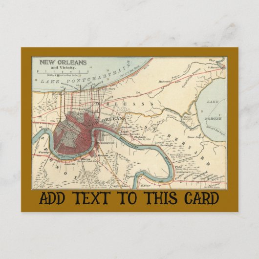 New Orleans Map 1900 Briefkaart (Voorkant)